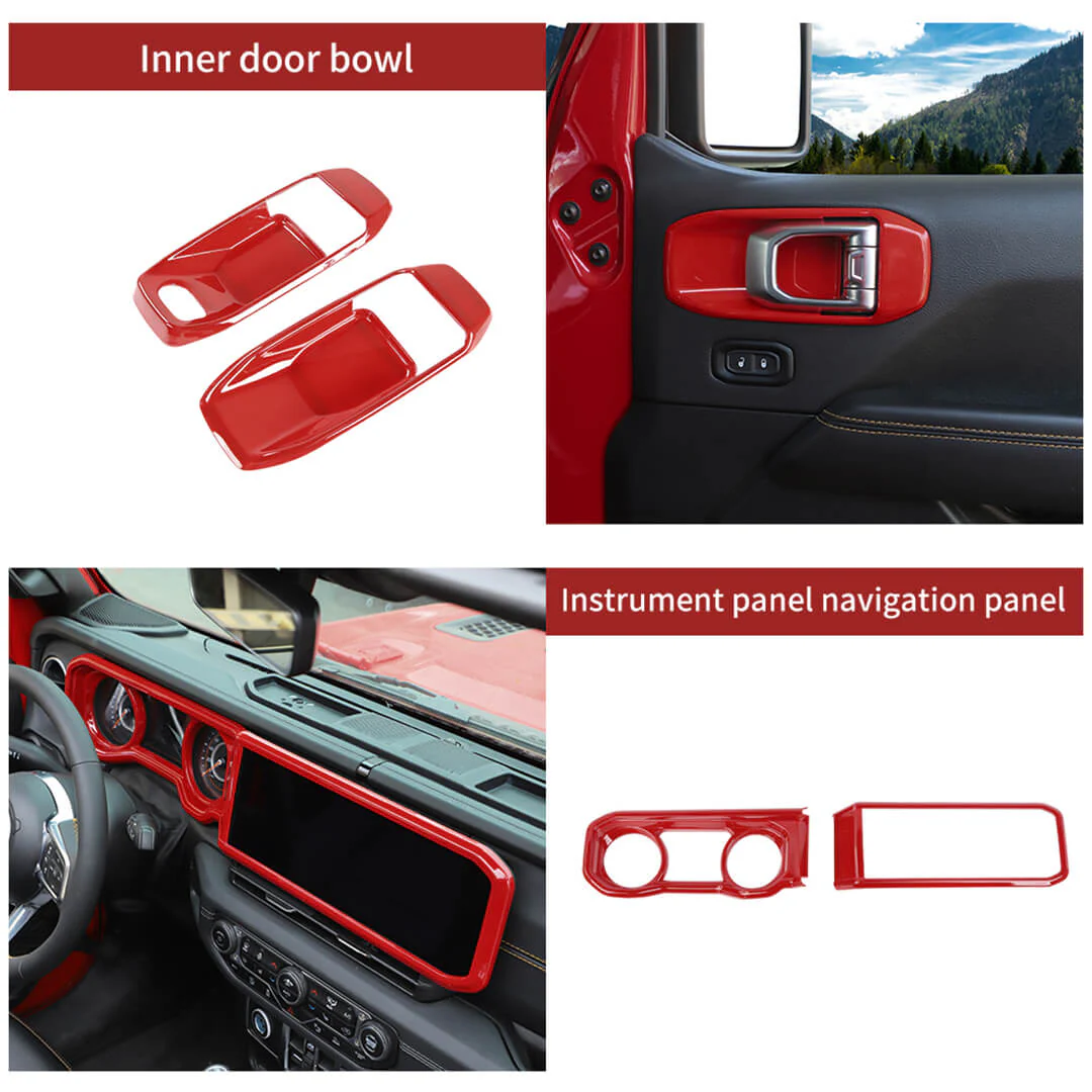 For 2024+ Jeep Wrangler JL & Gladiator JT 4-Door Version Interior Center Console Gear Shift Trim Cover Kit (14 pcs) - Image 7