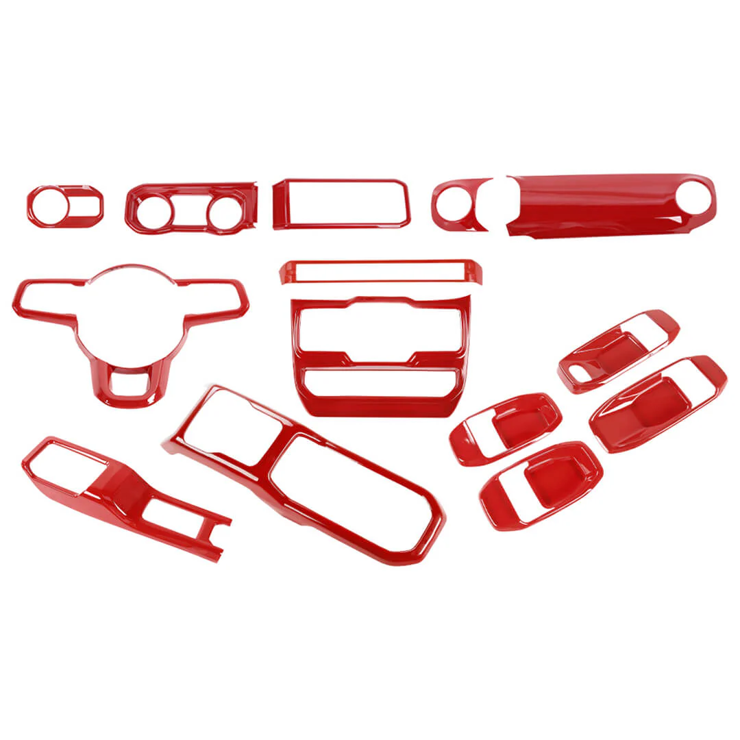 For 2024+ Jeep Wrangler JL & Gladiator JT 4-Door Version Interior Center Console Gear Shift Trim Cover Kit (14 pcs) - Image 8