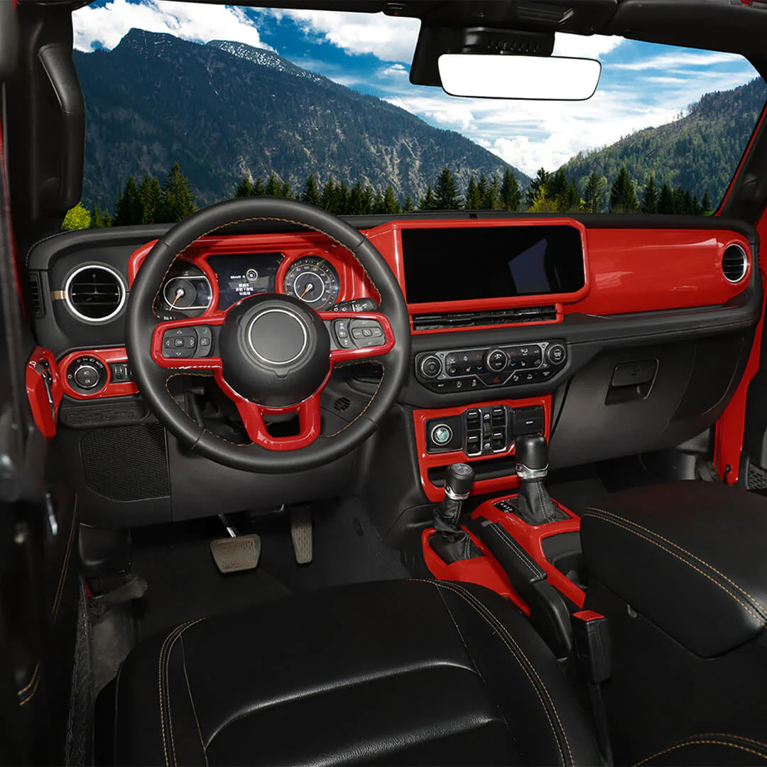 For 2024+ Jeep Wrangler JL & Gladiator JT 4-Door Version Interior Center Console Gear Shift Trim Cover Kit (14 pcs) - Image 9