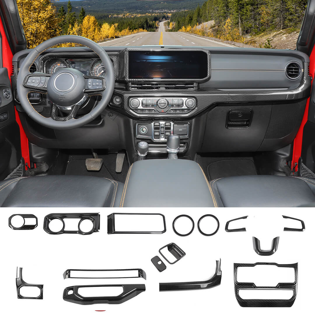 For 2024+ Jeep Wrangler JL & Gladiator JT Interior Center Console Cover Trim Kit (15 pcs)