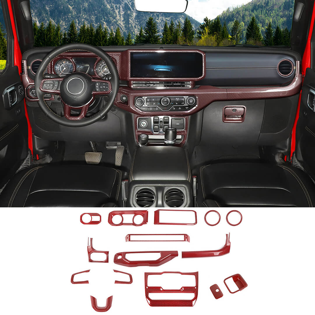 For 2024+ Jeep Wrangler JL & Gladiator JT Interior Center Console Cover Trim Kit (15 pcs) - Image 12