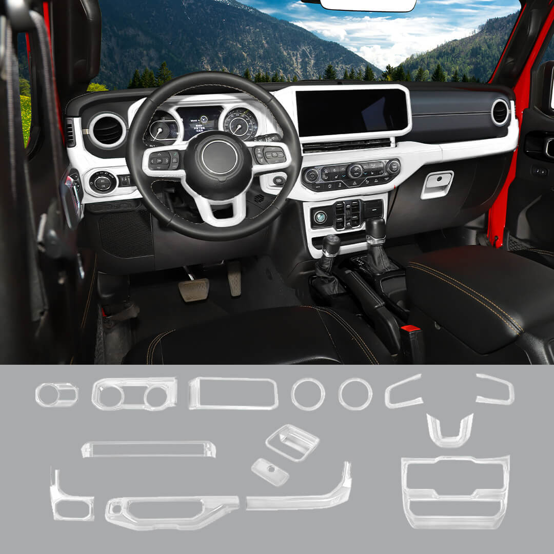 For 2024+ Jeep Wrangler JL & Gladiator JT Interior Center Console Cover Trim Kit (15 pcs) - Image 13