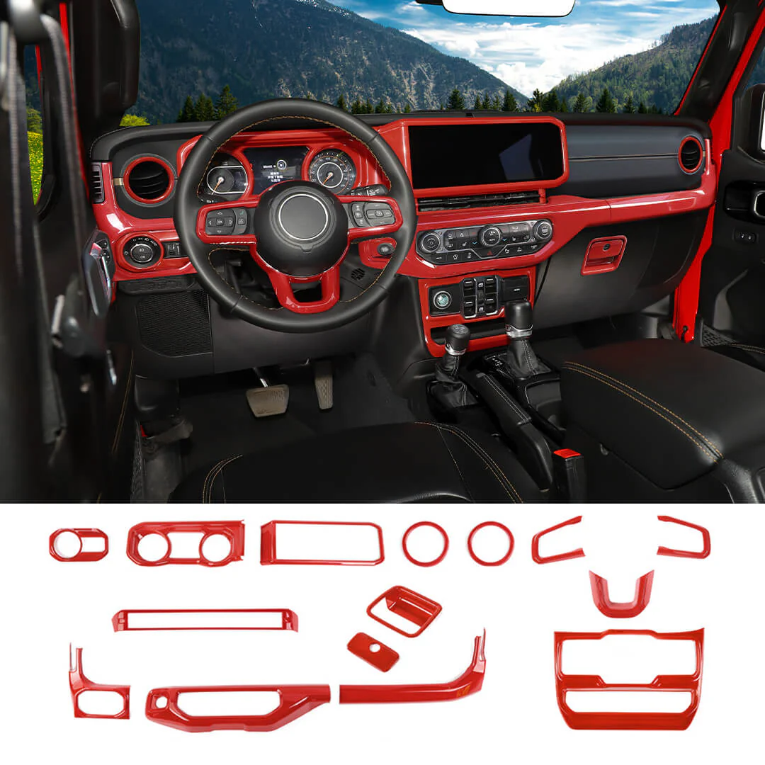 For 2024+ Jeep Wrangler JL & Gladiator JT Interior Center Console Cover Trim Kit (15 pcs) - Image 16