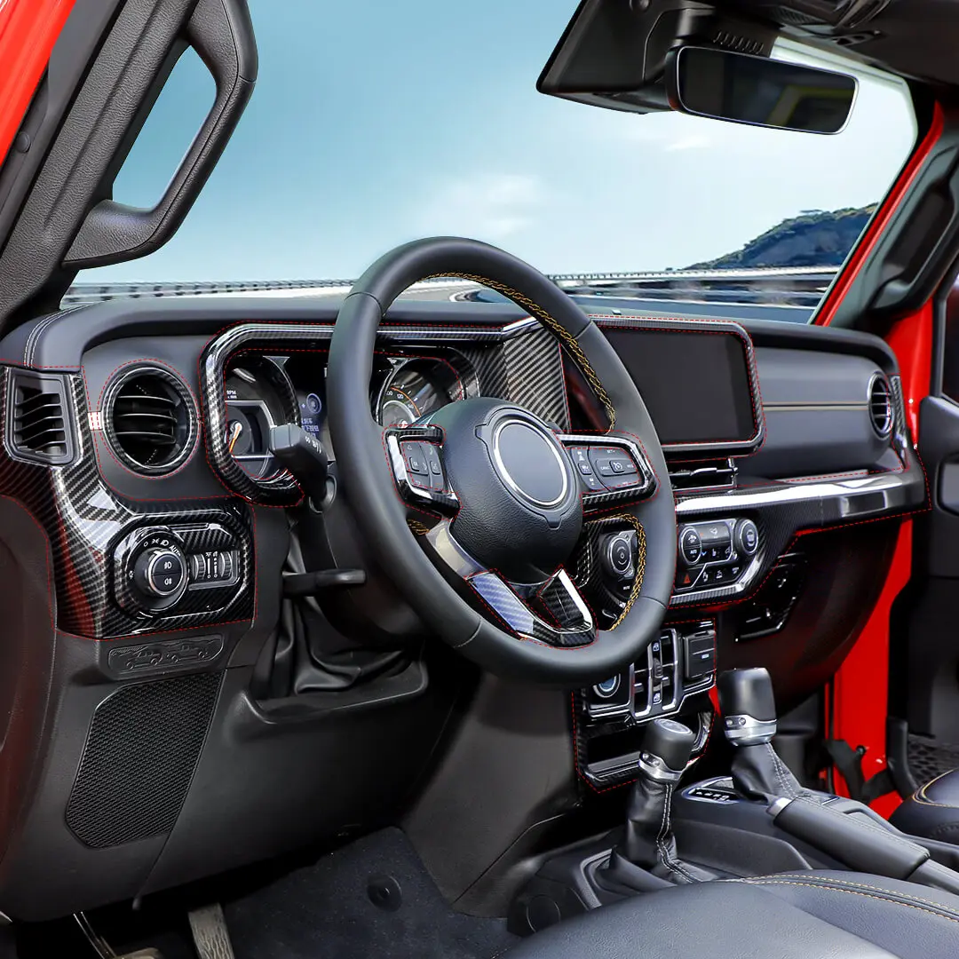 For 2024+ Jeep Wrangler JL & Gladiator JT Interior Center Console Cover Trim Kit (15 pcs) - Image 4