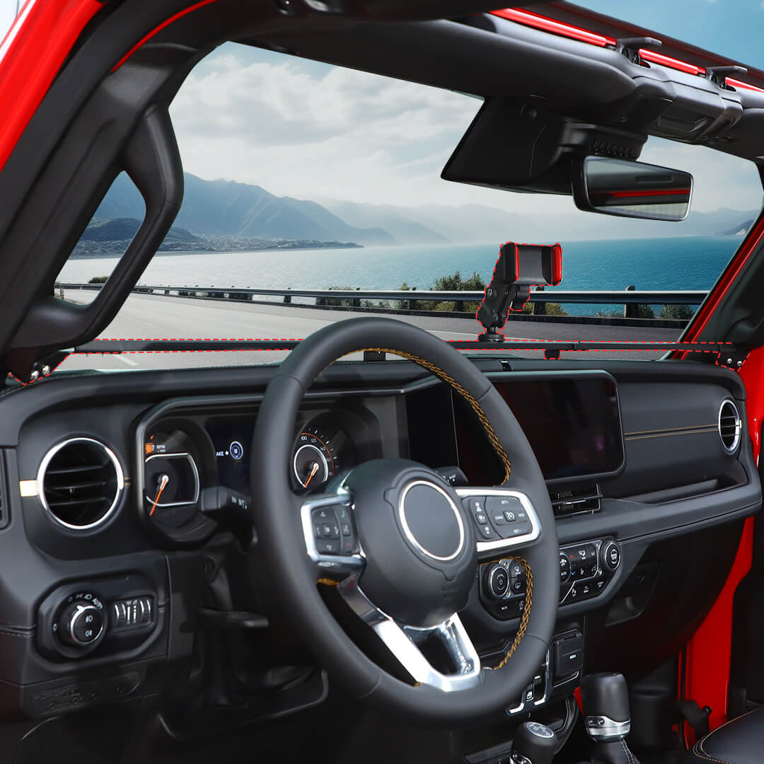 For 2024+ Jeep Wrangler JL & Gladiator JT Interior Center Console Dashboard Rail Expansion Phone Holder Mount - Image 3