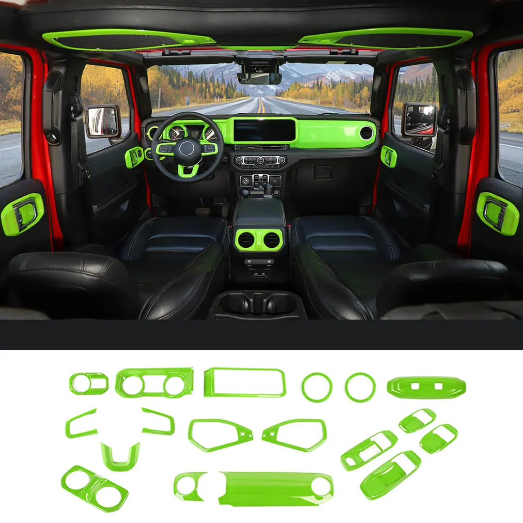 For 2024+ Jeep Wrangler JL & Gladiator JT Interior Center Console Full Set Trim Cover Kit (18 pcs)