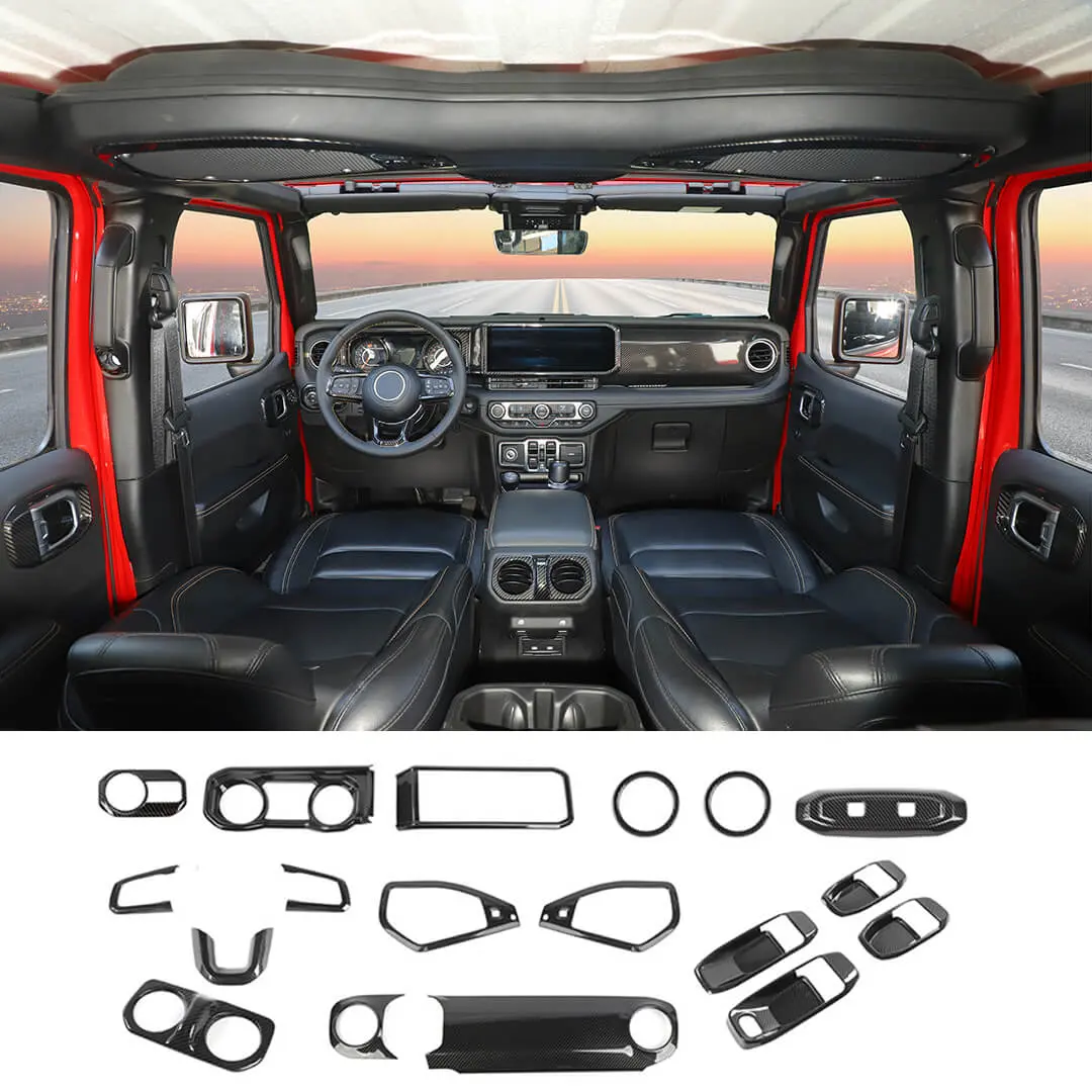 For 2024+ Jeep Wrangler JL & Gladiator JT Interior Center Console Full Set Trim Cover Kit (18 pcs) - Image 13