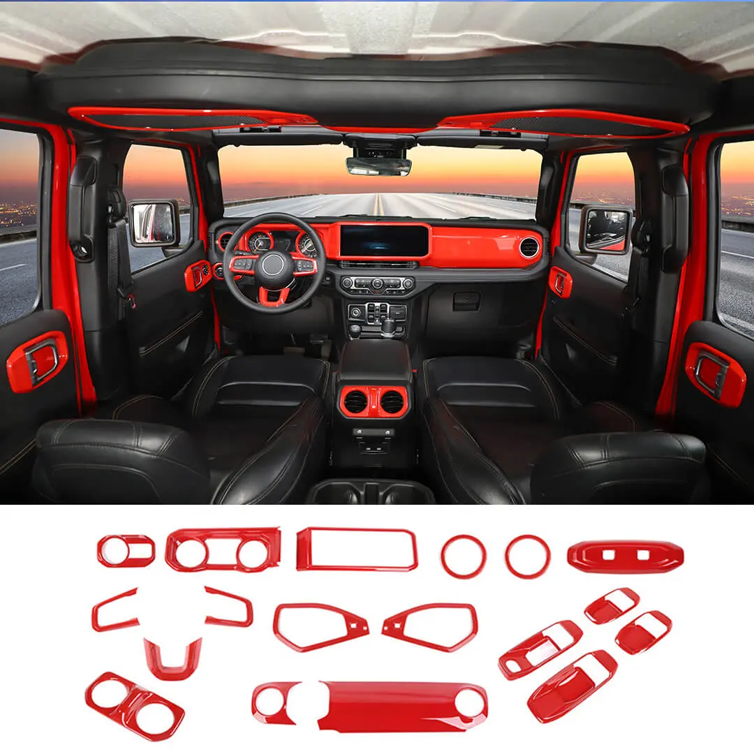 For 2024+ Jeep Wrangler JL & Gladiator JT Interior Center Console Full Set Trim Cover Kit (18 pcs) - Image 14