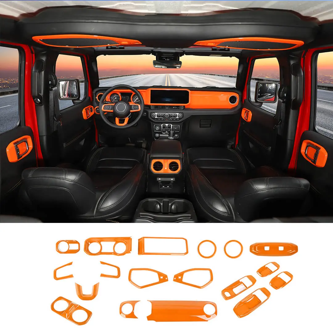 For 2024+ Jeep Wrangler JL & Gladiator JT Interior Center Console Full Set Trim Cover Kit (18 pcs) - Image 16