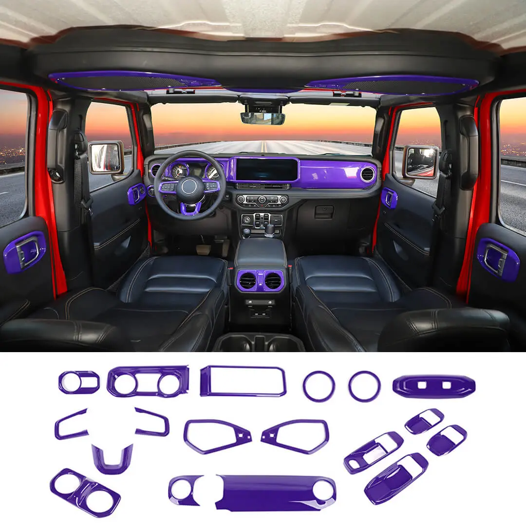 For 2024+ Jeep Wrangler JL & Gladiator JT Interior Center Console Full Set Trim Cover Kit (18 pcs) - Image 17