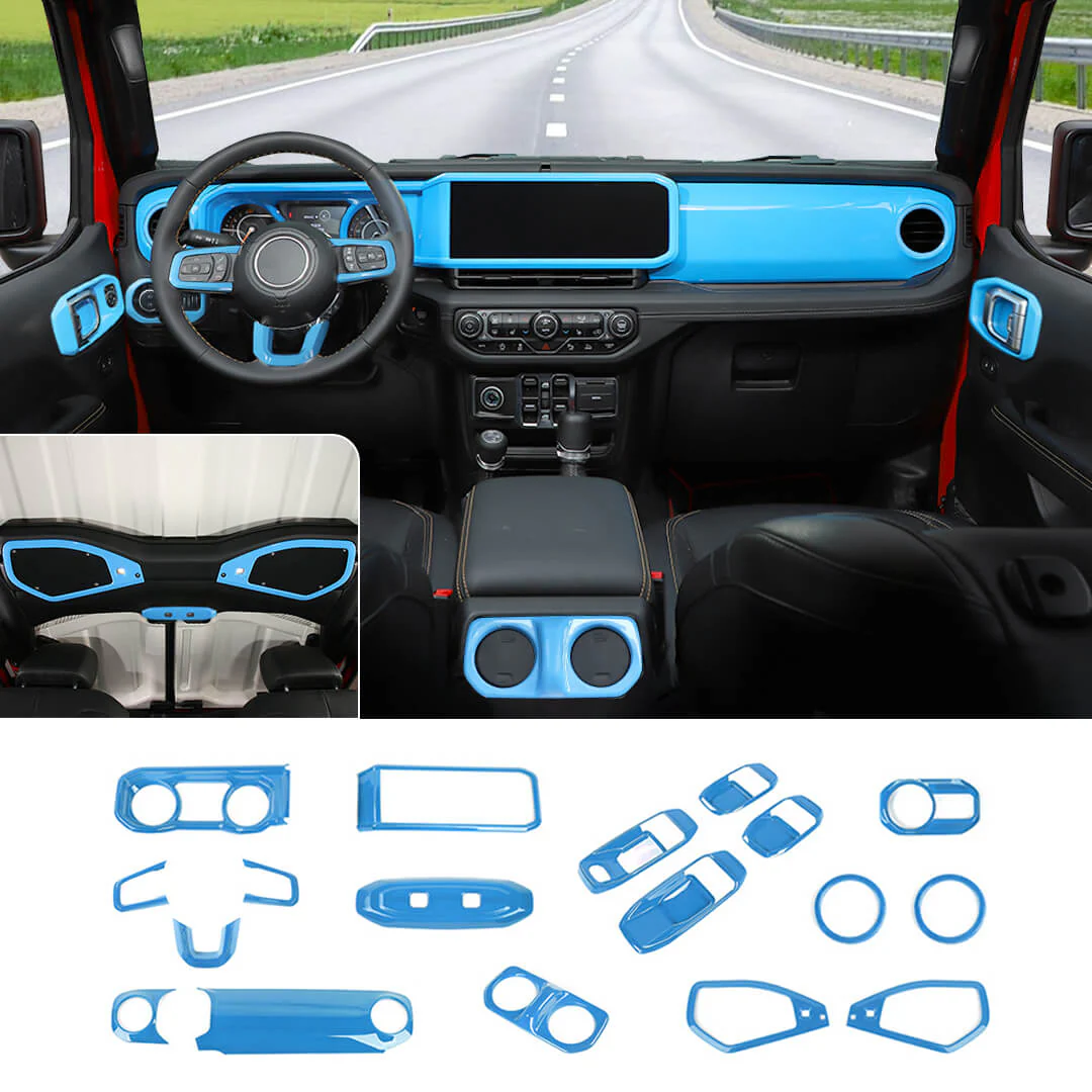 For 2024+ Jeep Wrangler JL & Gladiator JT Interior Center Console Full Set Trim Cover Kit (18 pcs) - Image 21