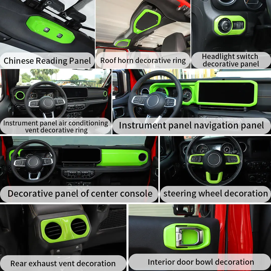 For 2024+ Jeep Wrangler JL & Gladiator JT Interior Center Console Full Set Trim Cover Kit (18 pcs) - Image 5
