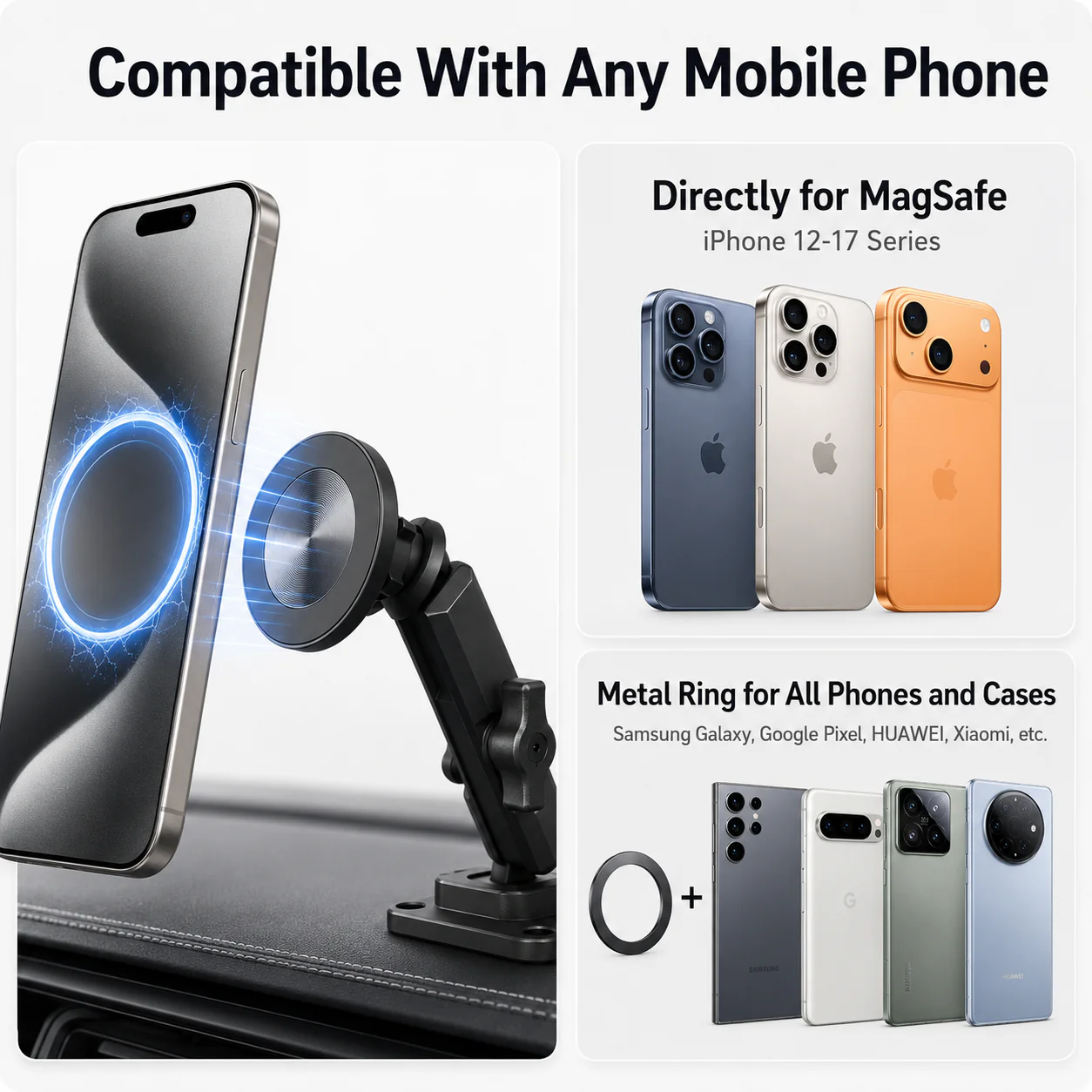 For 2024+ Jeep Wrangler JL & Gladiator JT Interior Center Console Phone Mount Magnetic Phone Holder - Image 3