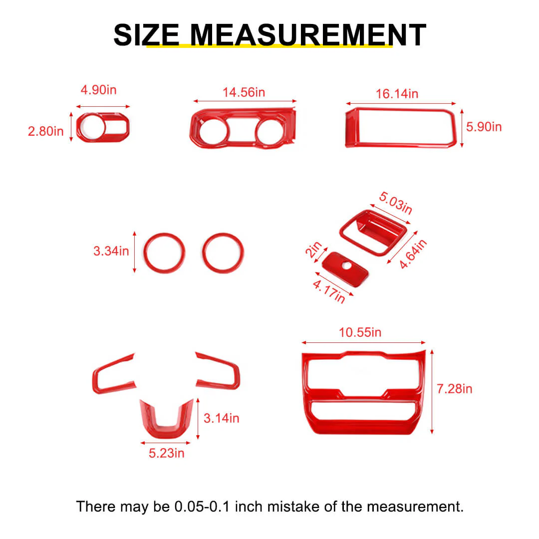 For 2024+ Jeep Wrangler JL & Gladiator JT Wheel Interior Console Dashboard Cover Trim Kit (11 pcs) - Image 13