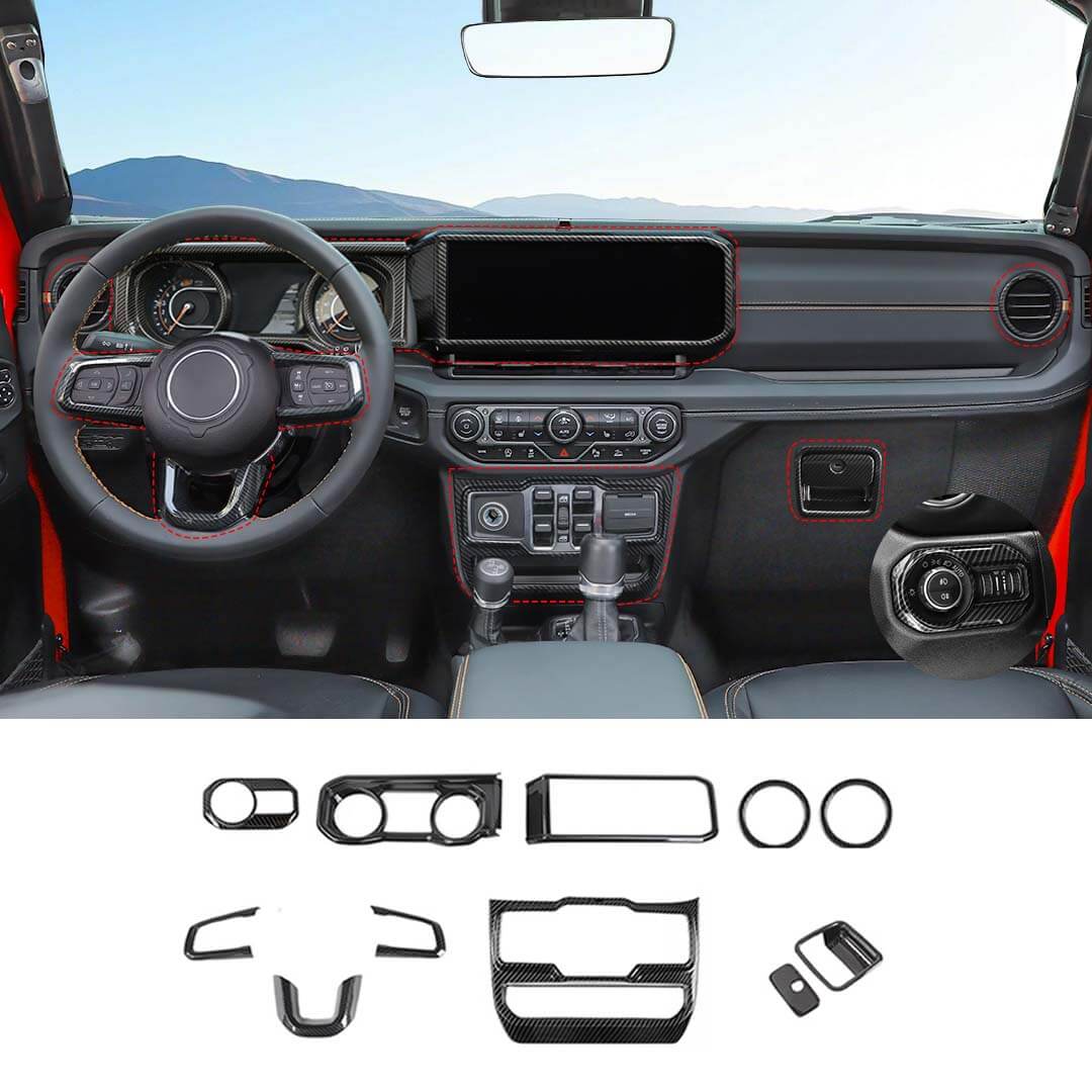 For 2024+ Jeep Wrangler JL & Gladiator JT Wheel Interior Console Dashboard Cover Trim Kit (11 pcs) - Image 21