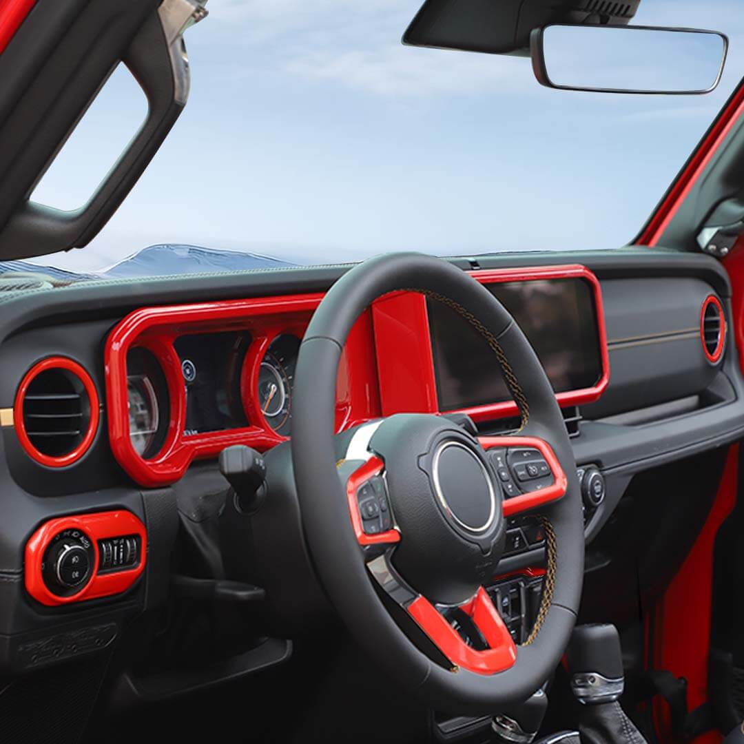 For 2024+ Jeep Wrangler JL & Gladiator JT Wheel Interior Console Dashboard Cover Trim Kit (11 pcs) - Image 4