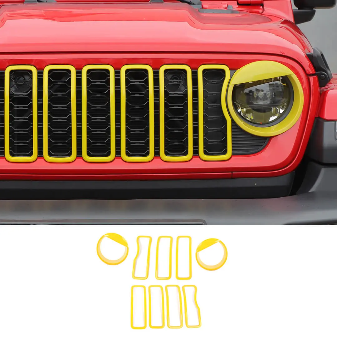 For 2024+ Jeep Wrangler JL & Gladiator JT Front Bird Headlight & Grille Trim Circle Cover - Image 15