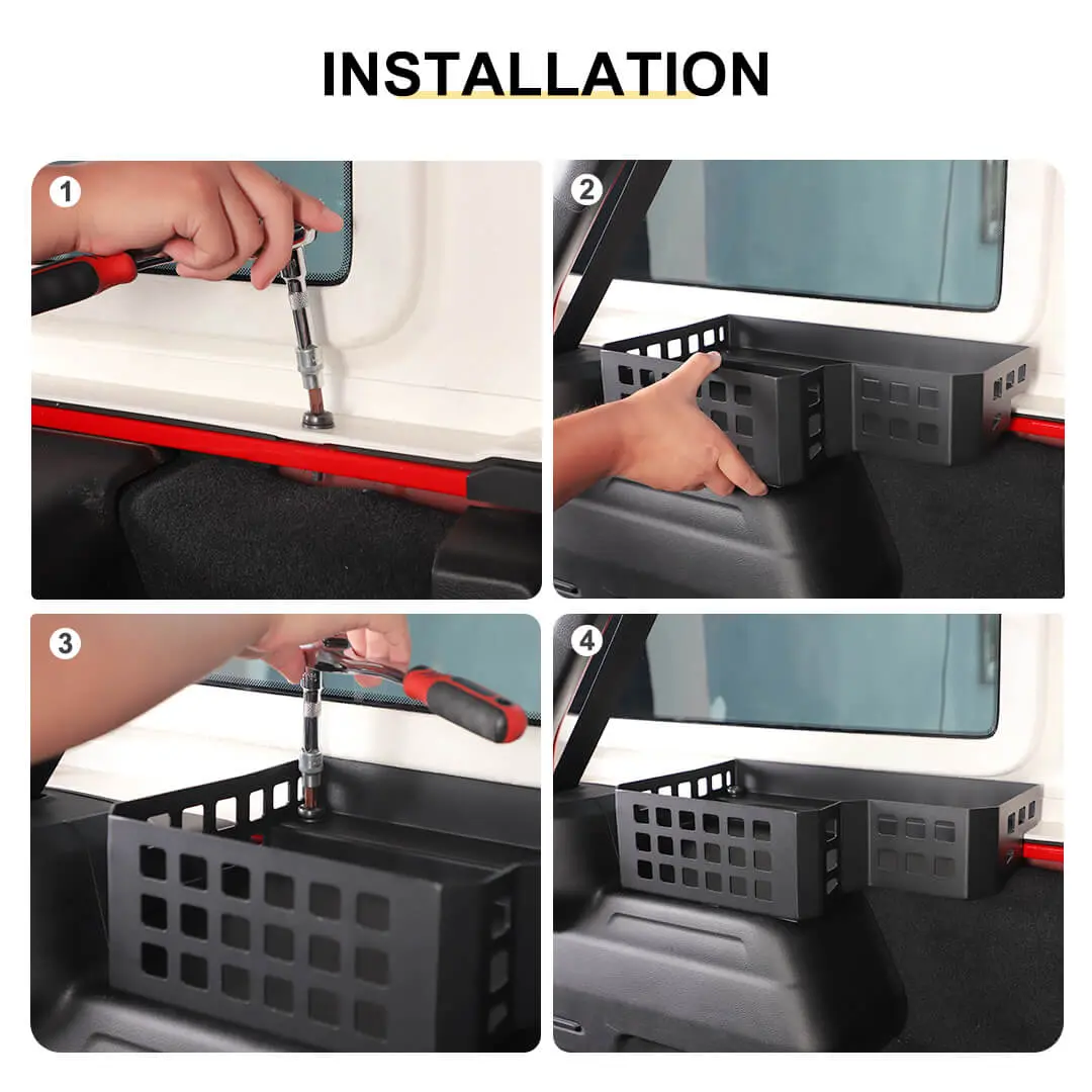 For 2024+ Jeep Wrangler JL Rear Trunk Side Cargo Holder Storage Organizer Box - Image 7