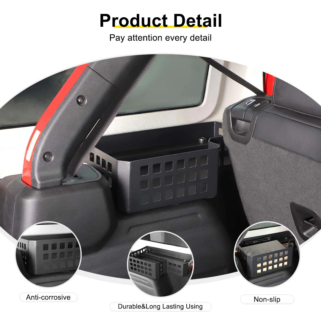 For 2024+ Jeep Wrangler JL Rear Trunk Side Cargo Holder Storage Organizer Box - Image 8