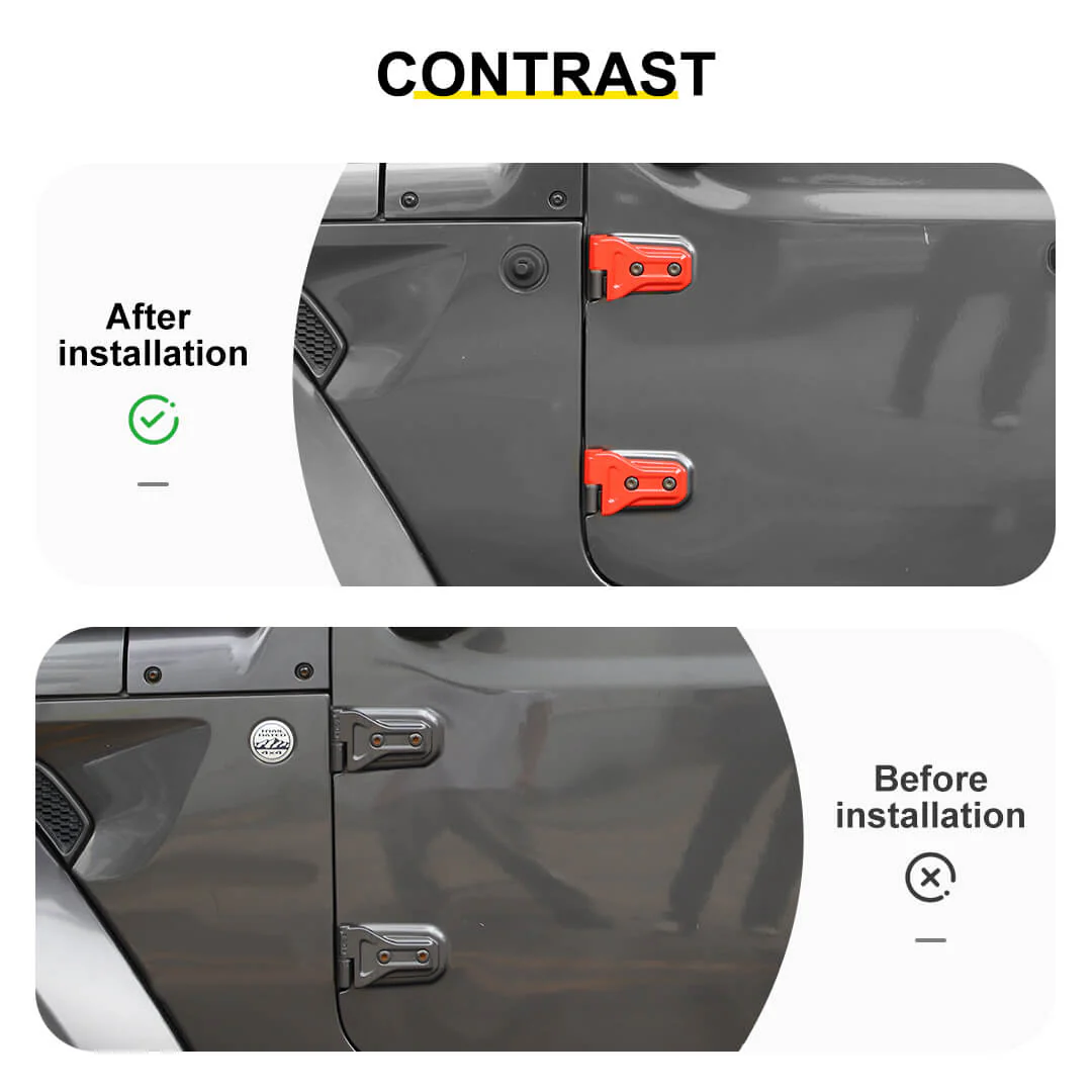 For 2026+ Jeep Wrangler JL & Gladiator JT 4-Door Version Exterior Car Door Hinges Trim Cover (8 pcs) - Image 2