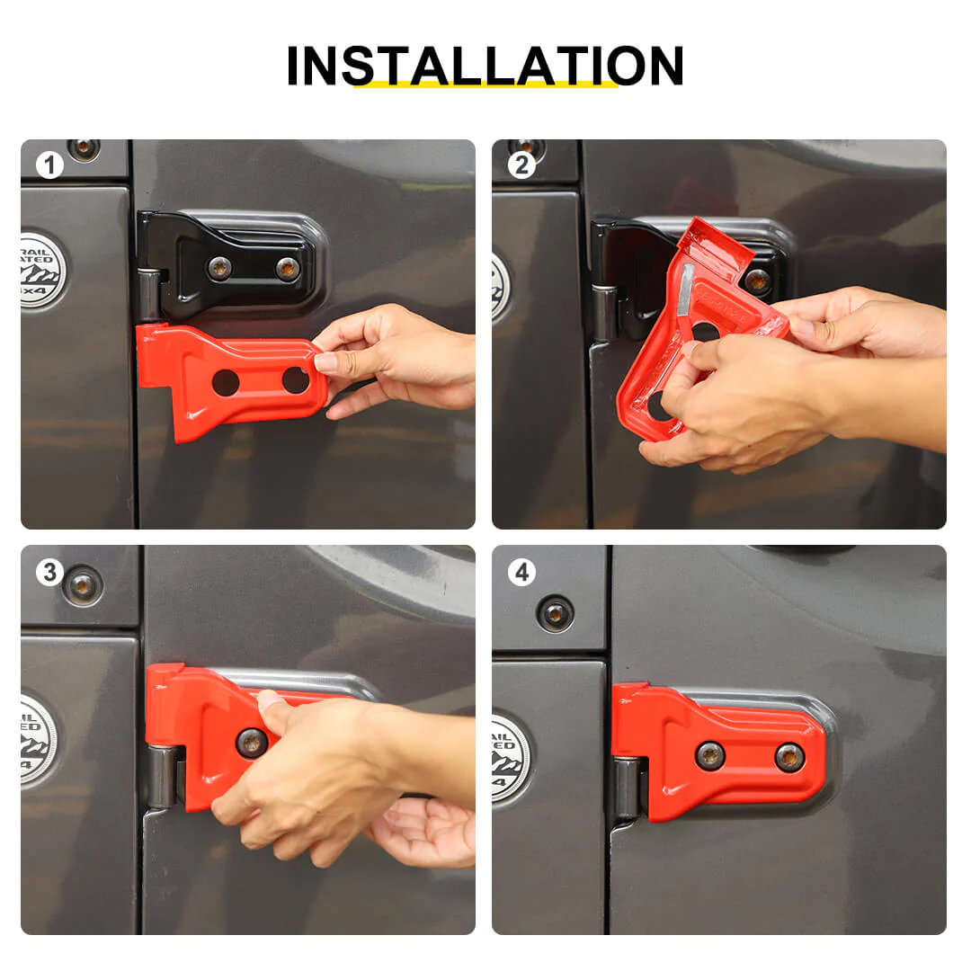 For 2026+ Jeep Wrangler JL & Gladiator JT 4-Door Version Exterior Car Door Hinges Trim Cover (8 pcs) - Image 6