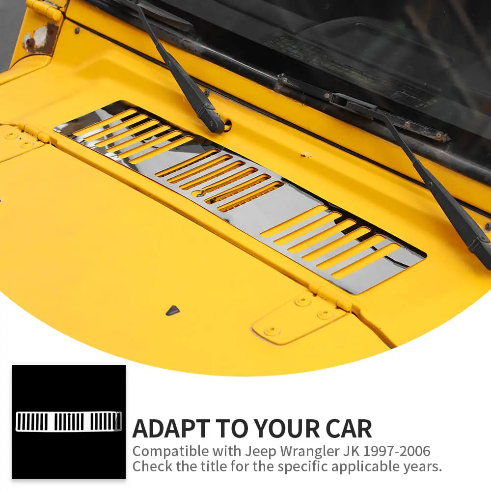 For 1997-2006 Jeep Wrangler TJ Exterior Front Wiper Lower Air Vent Outlet Cover Trim - Image 7