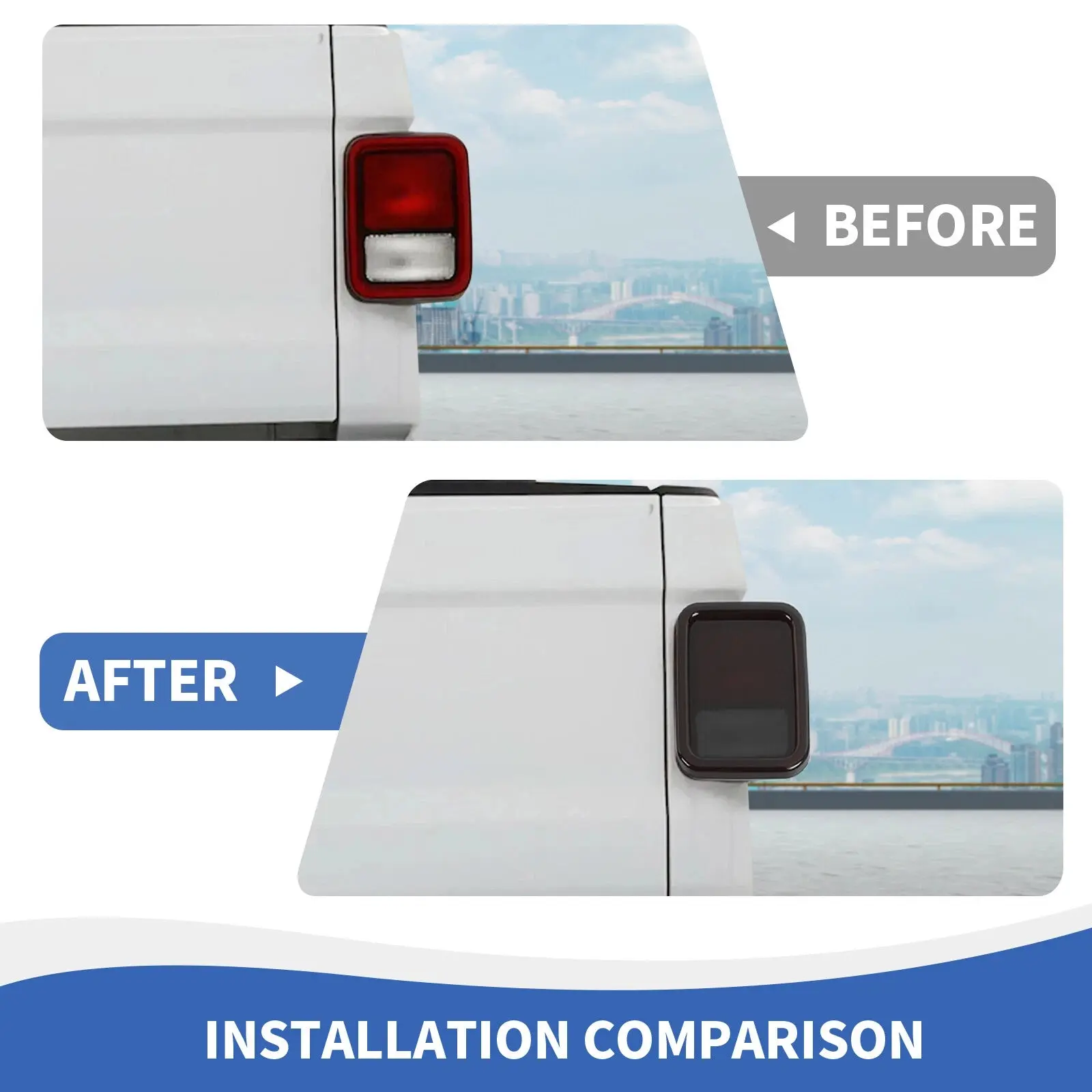 For 2019+ Jeep Gladiator JT Exterior Rear Taillight Halogen Lamp Guard Trim Cover (4 pcs) - Image 2