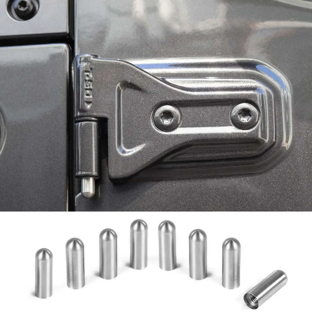 For Jeep Wrangler TJ JK JKU JL JLU & Gladiator JT Door Hinge Latch Pin Bolts Guides Liners Kits 8pcs