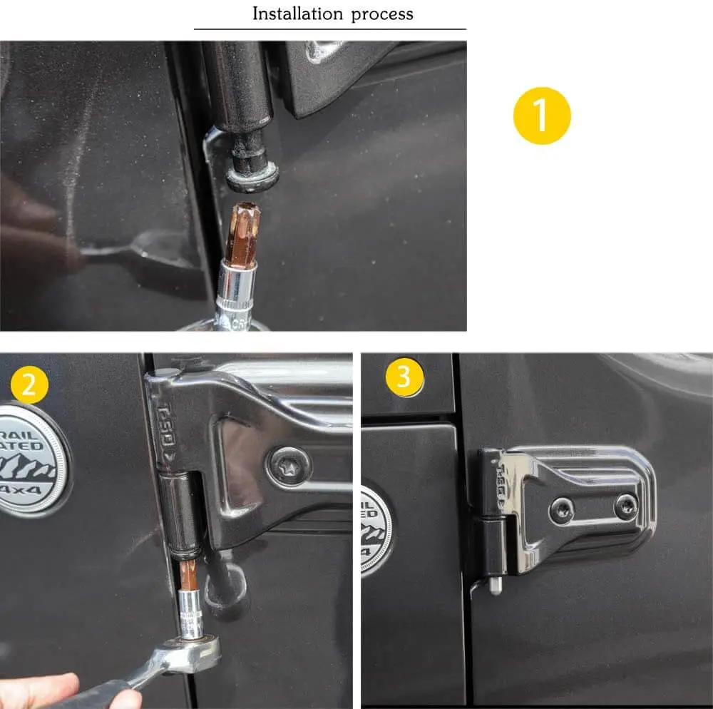 For Jeep Wrangler TJ JK JKU JL JLU & Gladiator JT Door Hinge Latch Pin Bolts Guides Liners Kits 8pcs - Image 3