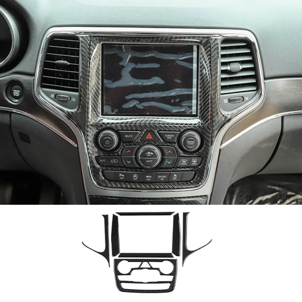 For 2014-2021 Jeep Grand Cherokee WK2 Central Control Navigation Panel Trim Soft Carbon Fiber