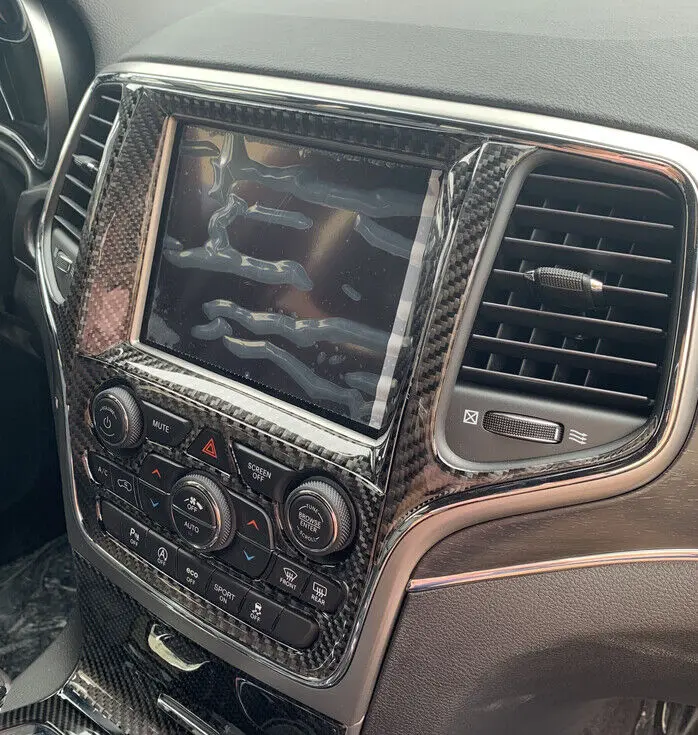 For 2014-2021 Jeep Grand Cherokee WK2 Central Control Navigation Panel Trim Soft Carbon Fiber - Image 2