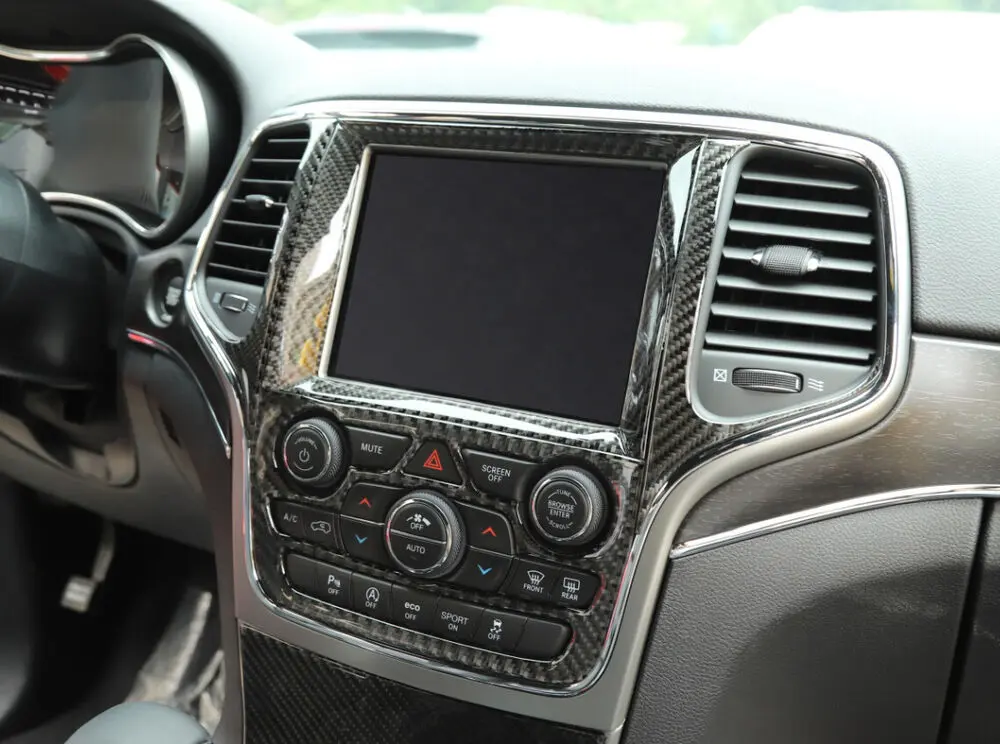 For 2014-2021 Jeep Grand Cherokee WK2 Central Control Navigation Panel Trim Soft Carbon Fiber - Image 4