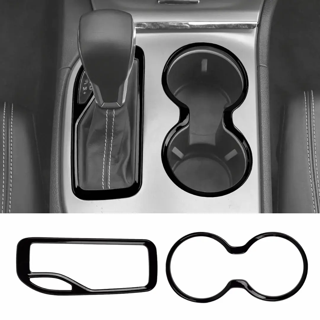 For 2016-2021 Jeep Grand Cherokee WK2 Gear Shift Panel & Cup Holder Cover Trim Ring Bezels
