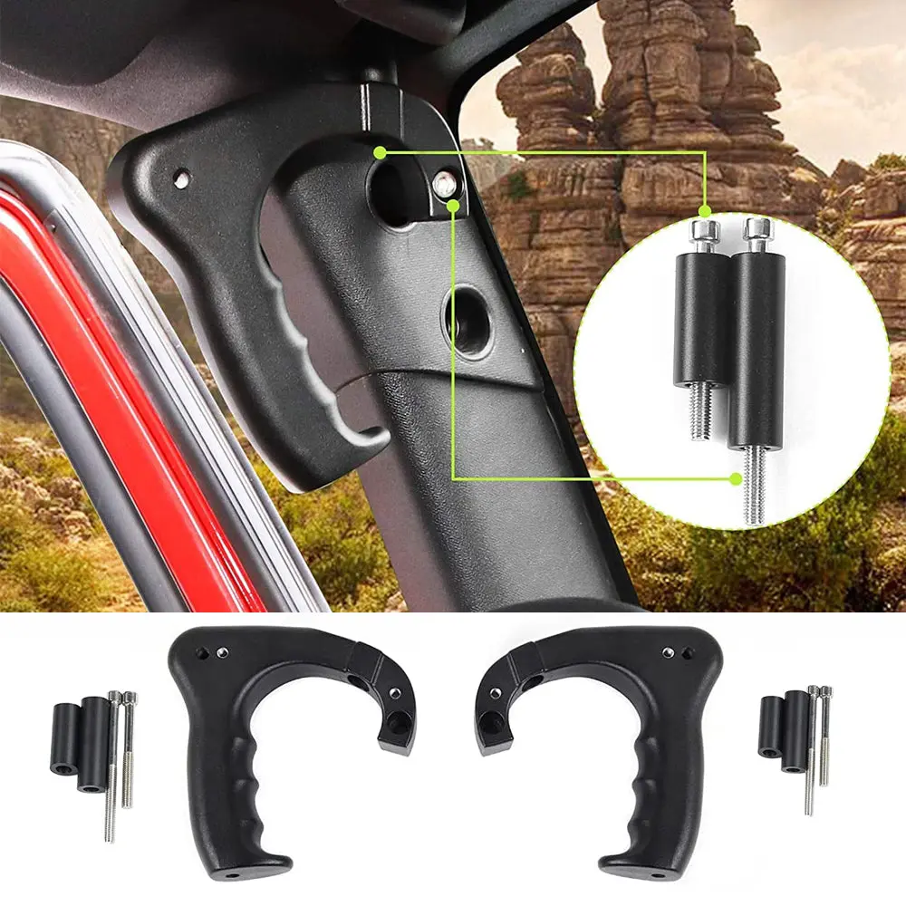 For 2007-2018 Jeep Wrangler JK JKU Front Metal Grab Handles Matte Black 2pcs (Upgraded Version)