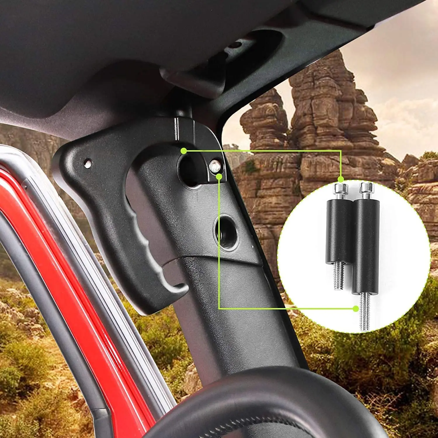 For 2007-2018 Jeep Wrangler JK JKU Front Metal Grab Handles Matte Black 2pcs (Upgraded Version) - Image 3