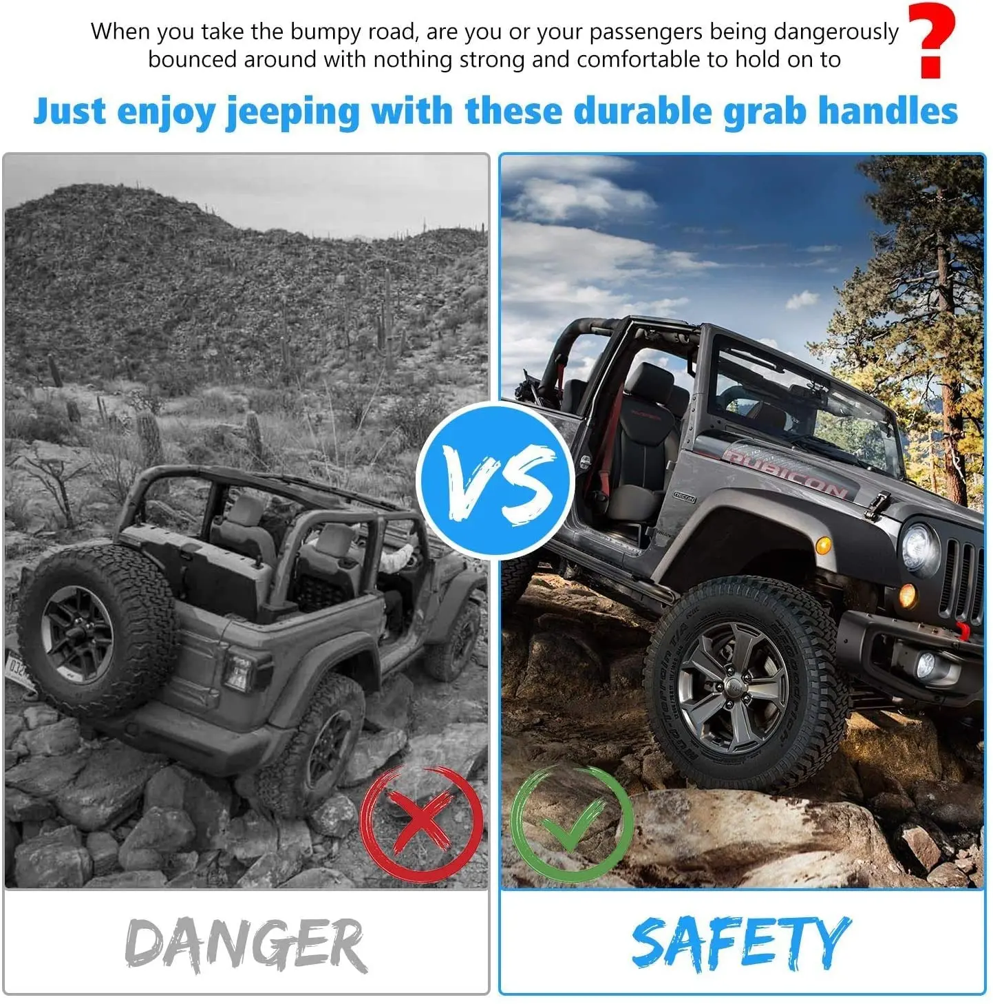 For 2007-2018 Jeep Wrangler JK JKU Front Metal Grab Handles Matte Black 2pcs (Upgraded Version) - Image 5