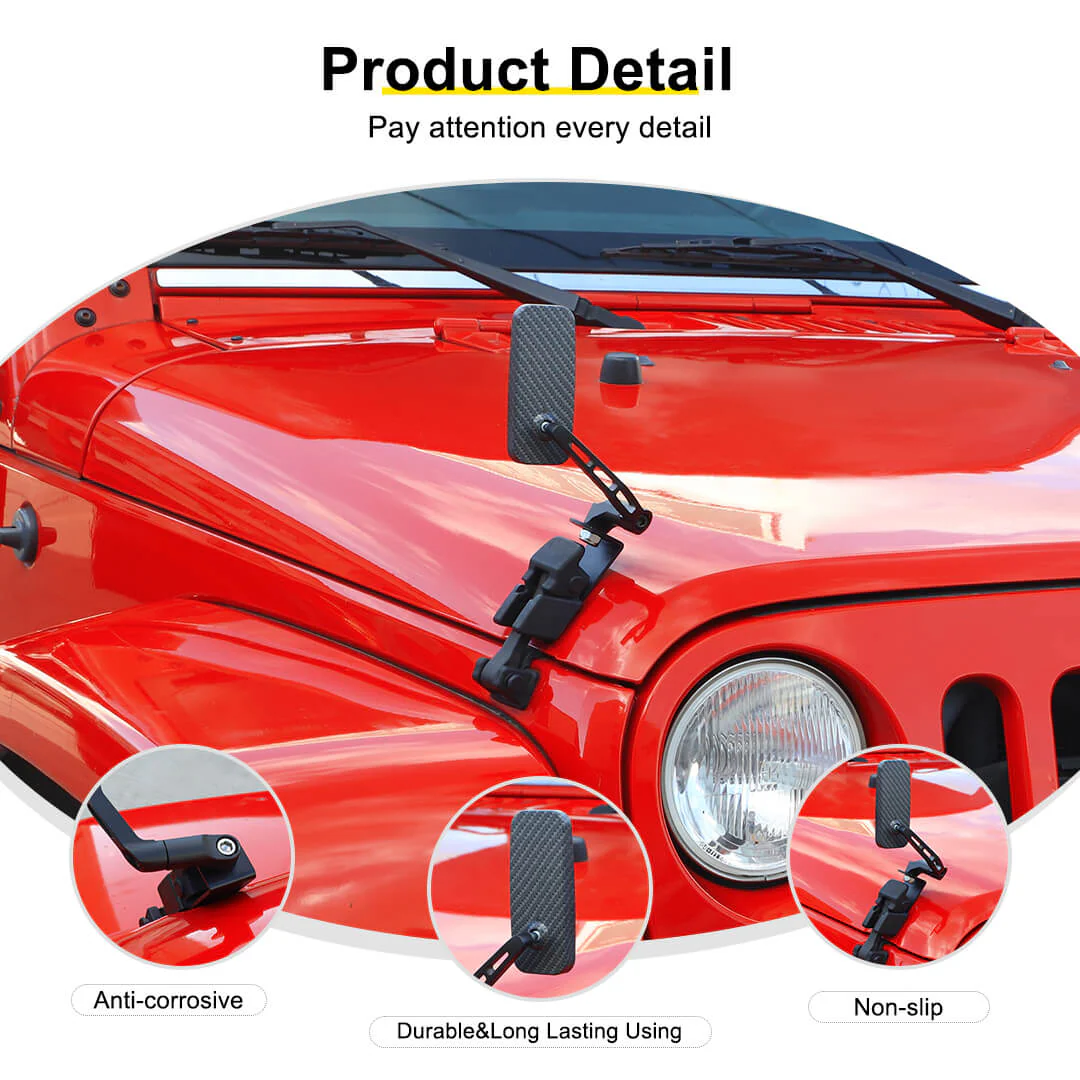 For Jeep Wrangker JK TJ Exterior Engine Hood Buckle Mirror Rearview Accessories - Image 9