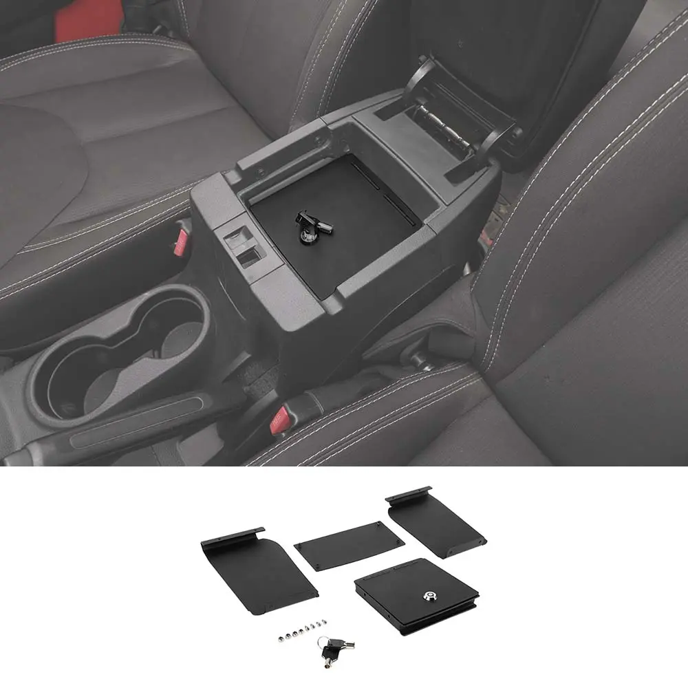For Jeep Wrangler JK 2011-2018 Center Console Safe Box Armrest Storage Lock Box - Image 8