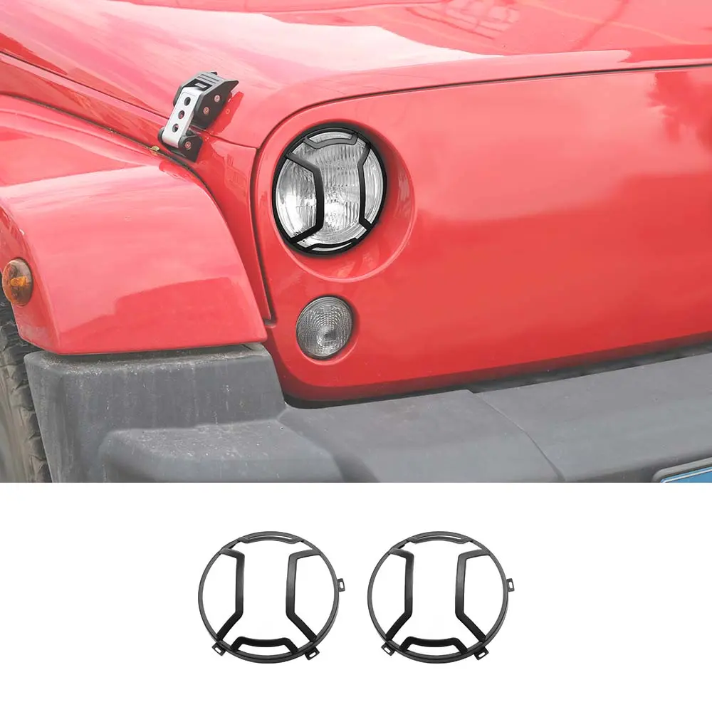 For 2007-2018 Jeep Wrangler JK/JKU Headlight Guard Cover Black