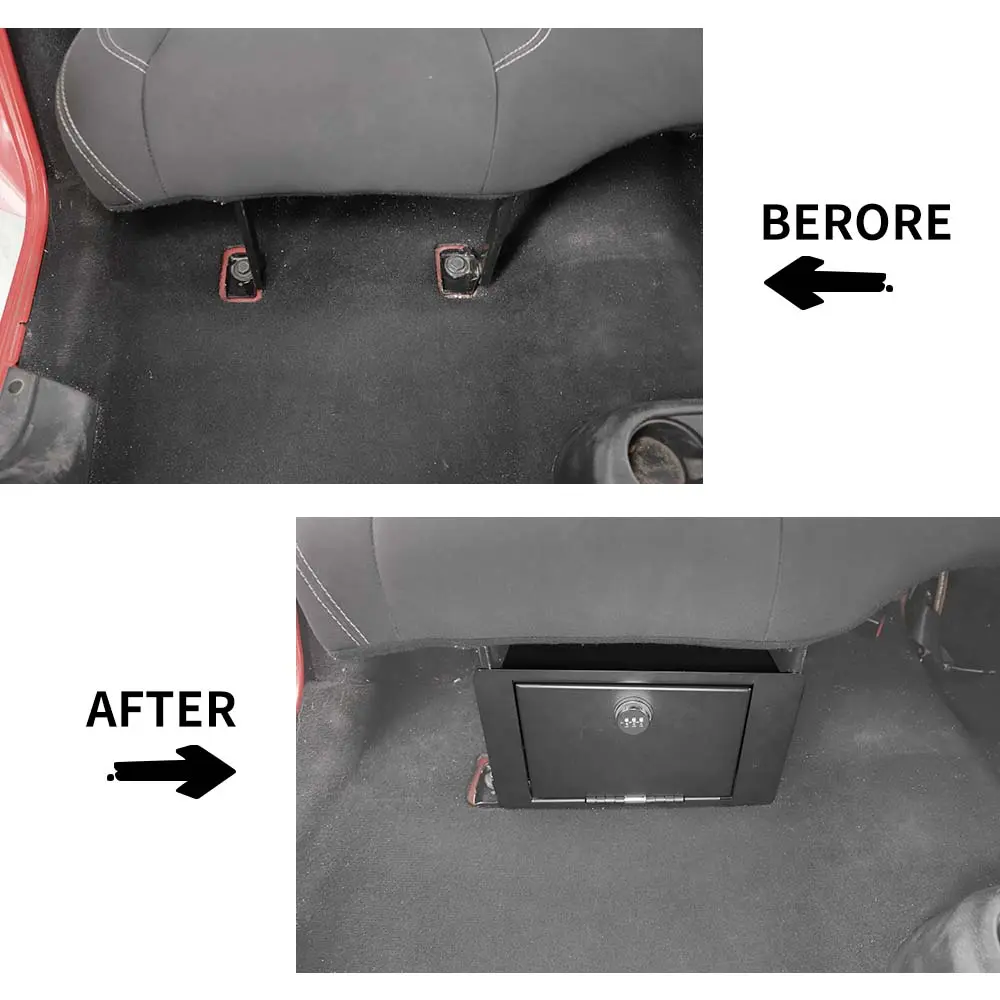 For Jeep Wrangler JK/JL 4-Dr Rear Under Seat Security Storage Organizer Lock Box - Image 2