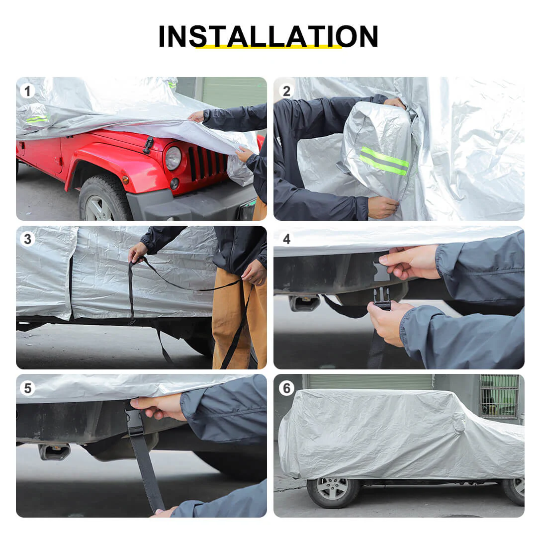 For Jeep Wrangler JK JL Exterior Car Full Dust UV Rain Protection Cover - Image 7