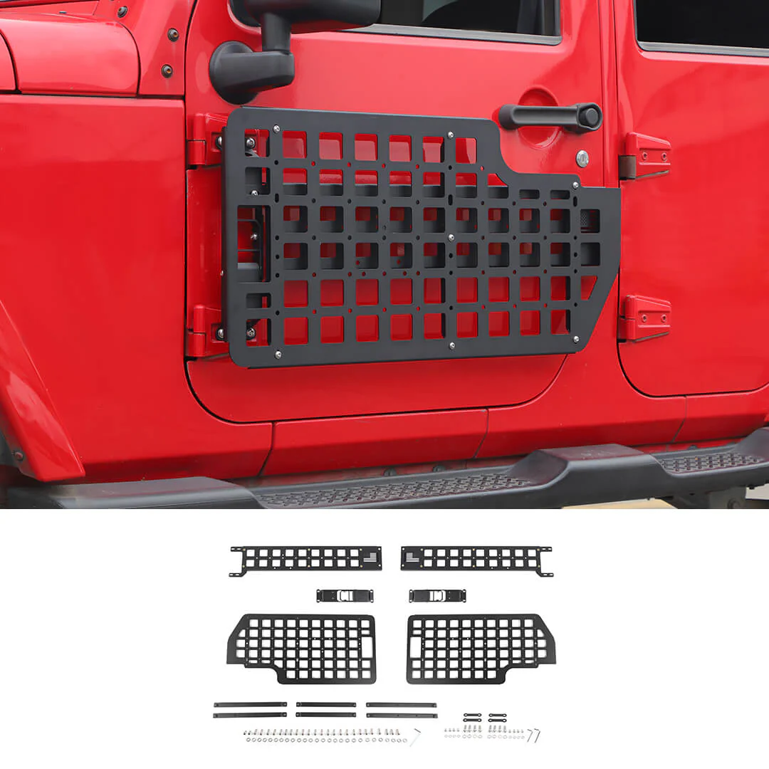 For Jeep Wrangler JK JL Exterior Front Door Exterior Molle Panel Storage Rack System Accessories (4 pcs)