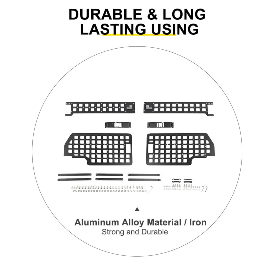 For Jeep Wrangler JK JL Exterior Front Door Exterior Molle Panel Storage Rack System Accessories (4 pcs) - Image 10