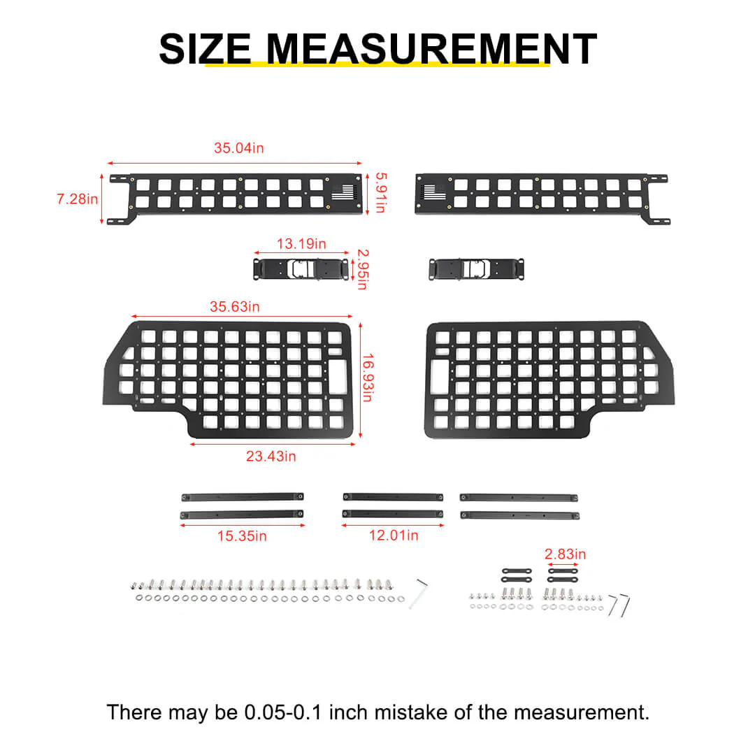 For Jeep Wrangler JK JL Exterior Front Door Exterior Molle Panel Storage Rack System Accessories (4 pcs) - Image 11