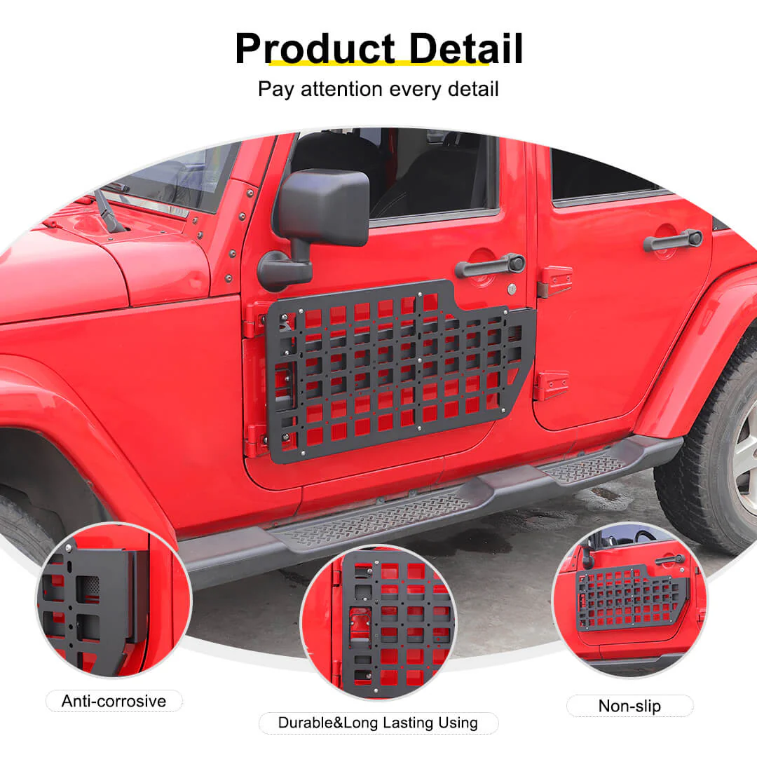For Jeep Wrangler JK JL Exterior Front Door Exterior Molle Panel Storage Rack System Accessories (4 pcs) - Image 9