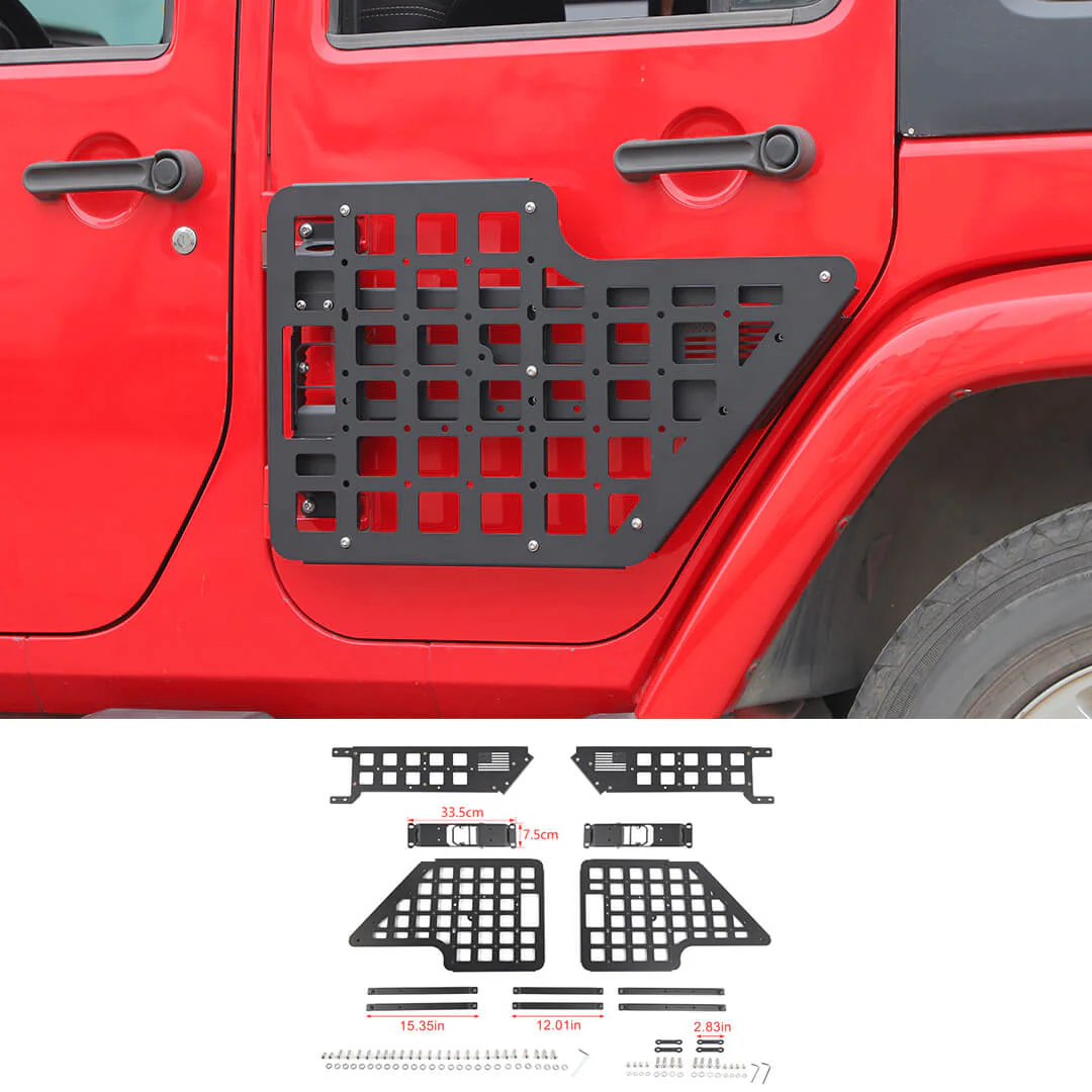 For Jeep Wrangler JK JL Front Rear Door Mount Molle Panel Storage Foot Peg Kit Bracket Accessories