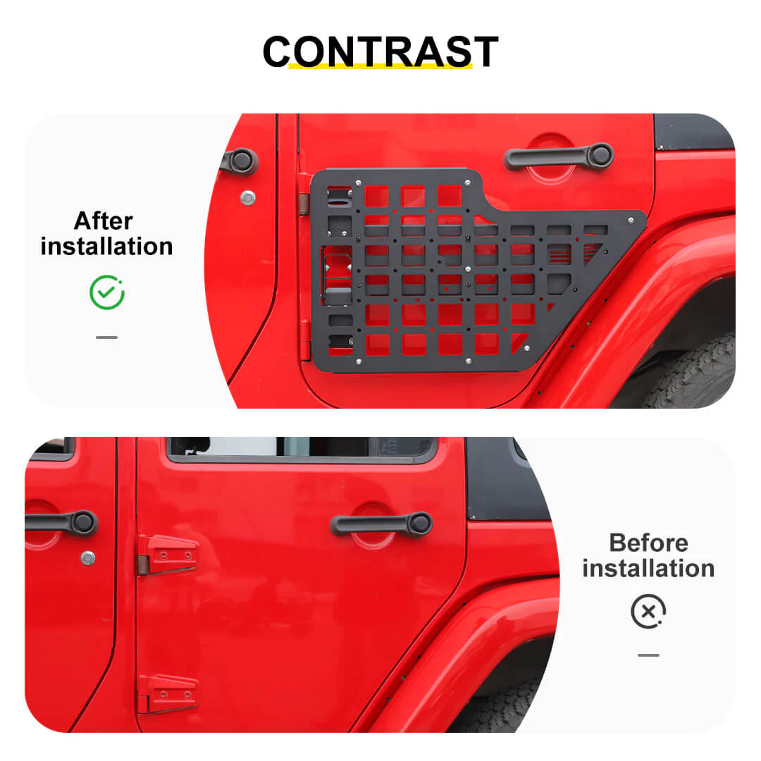 For Jeep Wrangler JK JL Front Rear Door Mount Molle Panel Storage Foot Peg Kit Bracket Accessories - Image 2