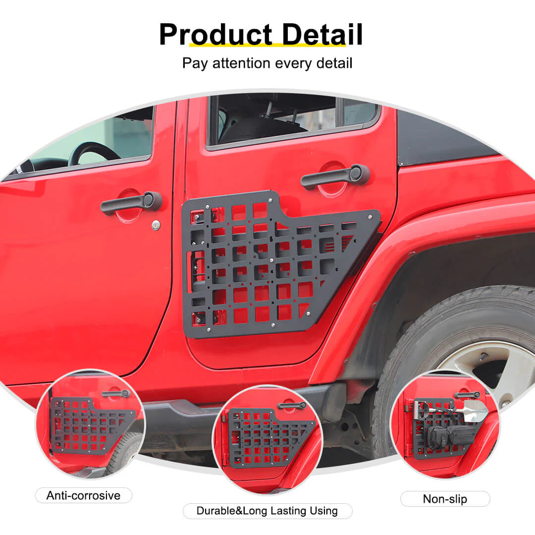 For Jeep Wrangler JK JL Front Rear Door Mount Molle Panel Storage Foot Peg Kit Bracket Accessories - Image 8