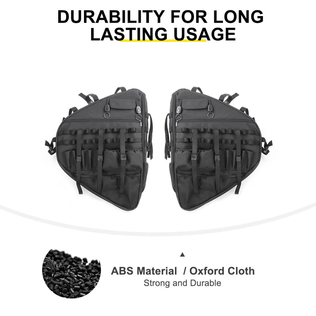 For Jeep Wrangler JKU JLU Interior Car Rear Trunk Multi-Pockets Roll Cage Bar Storage Bag (2 pcs) - Image 12