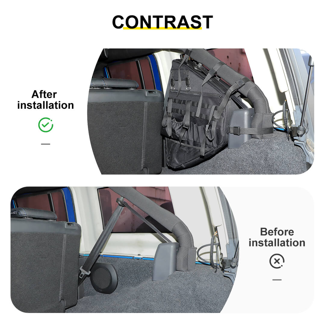 For Jeep Wrangler JKU JLU Interior Car Rear Trunk Multi-Pockets Roll Cage Bar Storage Bag (2 pcs) - Image 2